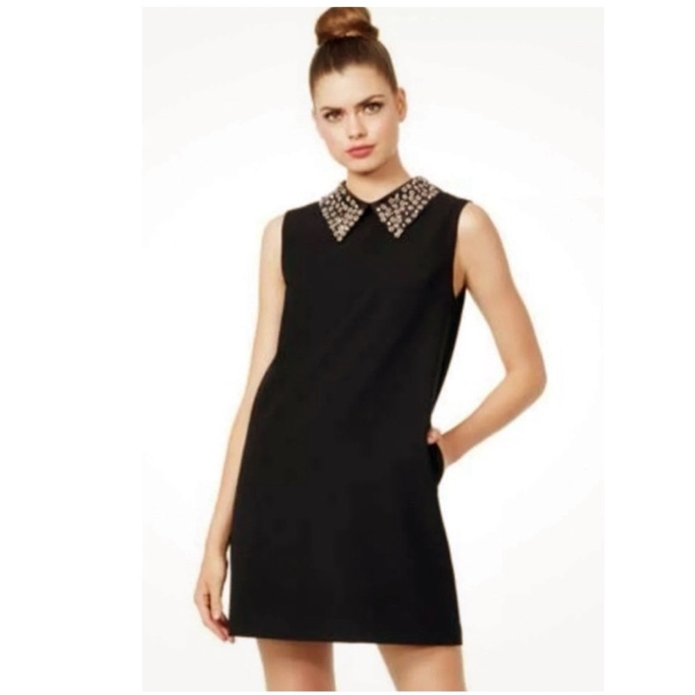 💐 NWT Betsey Johnson black floral embroidered collar shift dress sz 10
